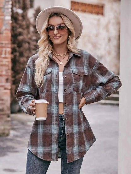 Shirts- Women Classic Plaid Shirt for Casual Fridays- - Pekosa Women Fashion