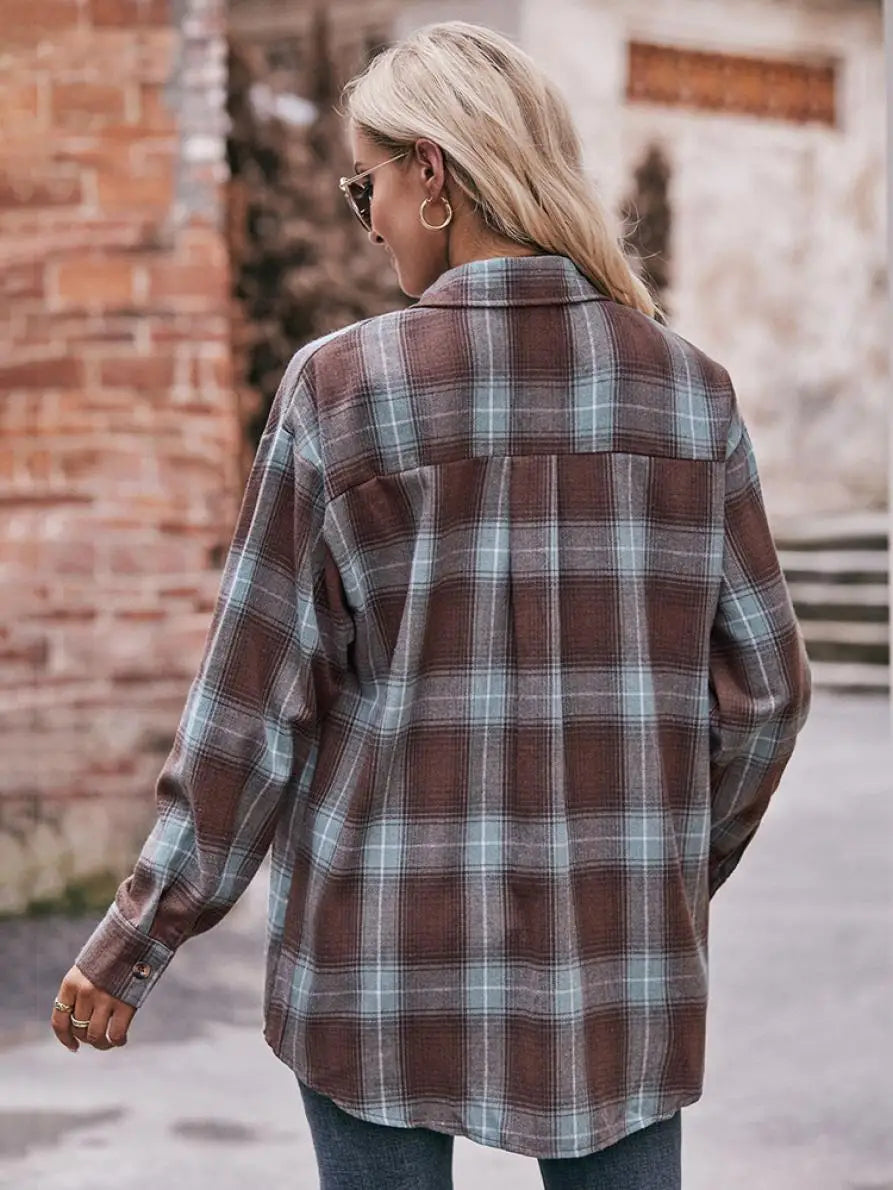 Shirts- Women Classic Plaid Shirt for Casual Fridays- - Pekosa Women Fashion