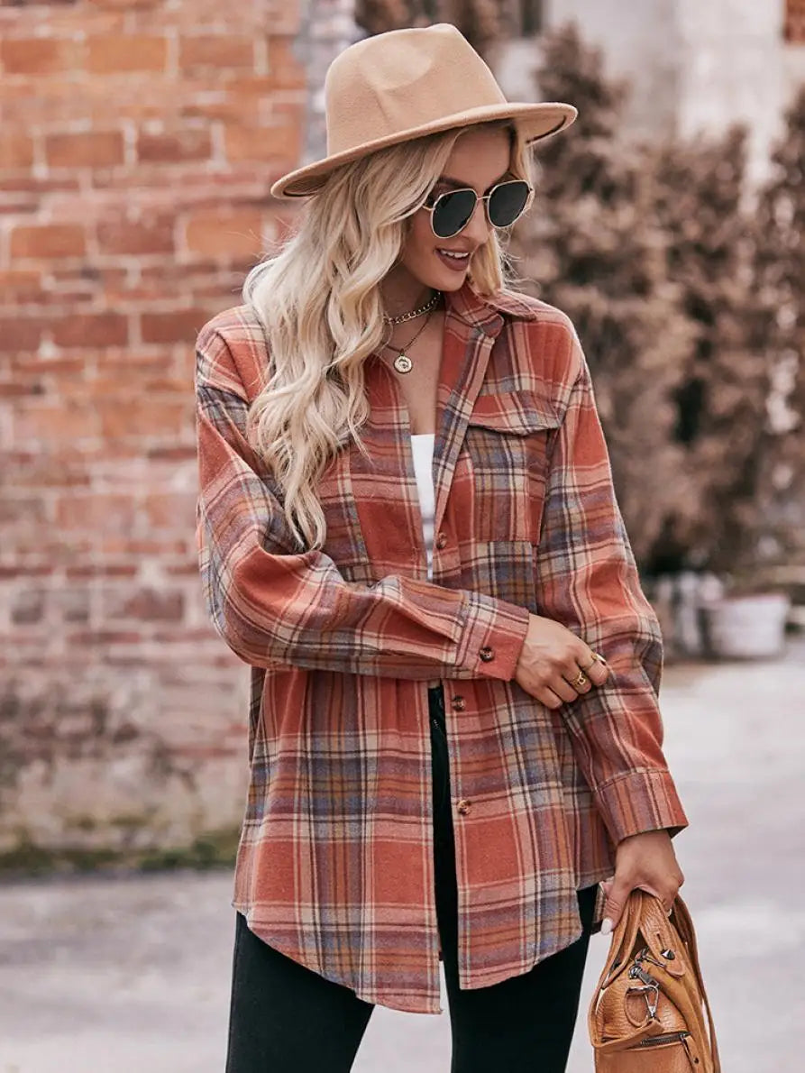 Shirts- Women Classic Plaid Shirt for Casual Fridays- - Pekosa Women Fashion