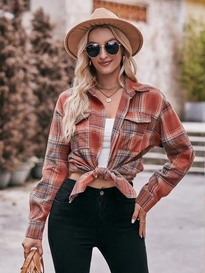 Shirts- Women Classic Plaid Shirt for Casual Fridays- - Pekosa Women Fashion