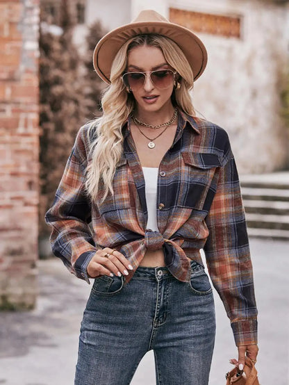 Shirts- Women Classic Plaid Shirt for Casual Fridays- - Pekosa Women Fashion