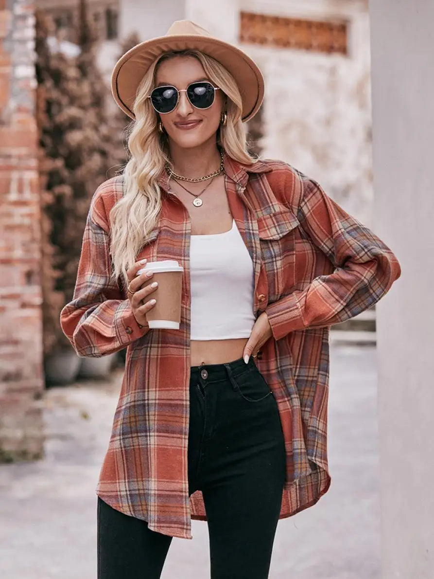 Shirts- Women Classic Plaid Shirt for Casual Fridays- - Pekosa Women Fashion