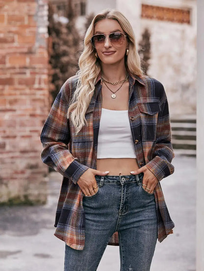 Shirts- Women Classic Plaid Shirt for Casual Fridays- - Pekosa Women Fashion