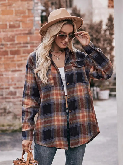 Shirts- Women Classic Plaid Shirt for Casual Fridays- - Pekosa Women Fashion