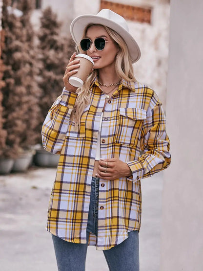 Shirts- Women Classic Plaid Shirt for Casual Fridays- - Pekosa Women Fashion