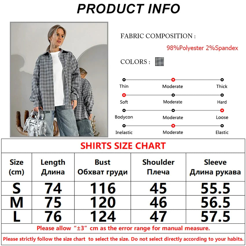 Shirts- Women Gray Plaid Shirt for Casual- - Pekosa Women Fashion