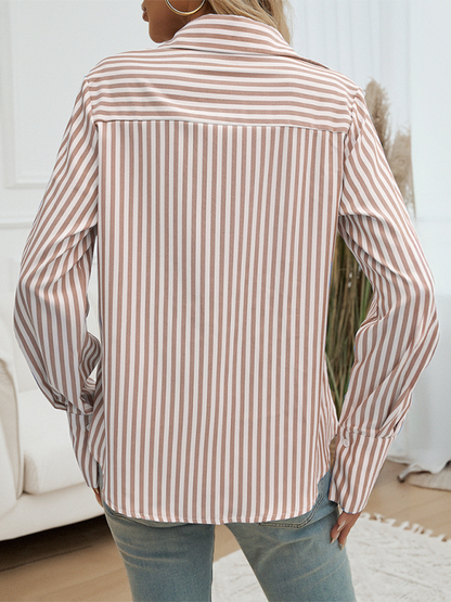 Women Striped Button-Down Shirt