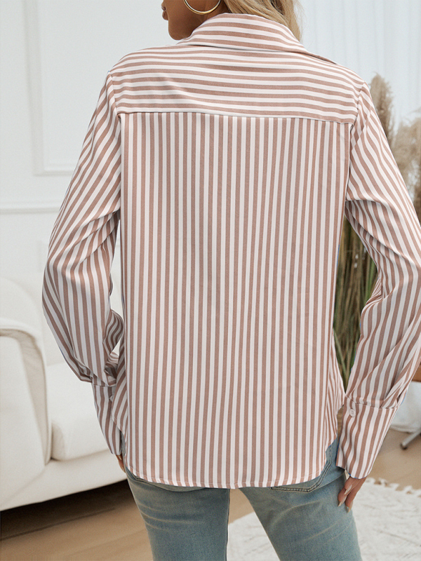 Women Striped Button-Down Shirt