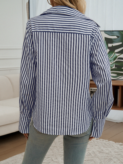 Women Striped Button-Down Shirt