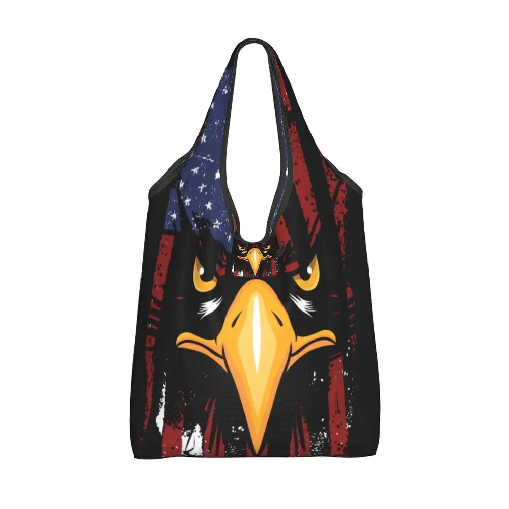 Shopping Bags- Shopping Bag for Every Patriotic Event - American Flag Handbag- - Chuzko Women Clothing