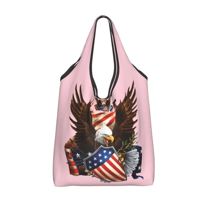 Shopping Bags- Shopping Bag for Every Patriotic Event - American Flag Handbag- - Chuzko Women Clothing