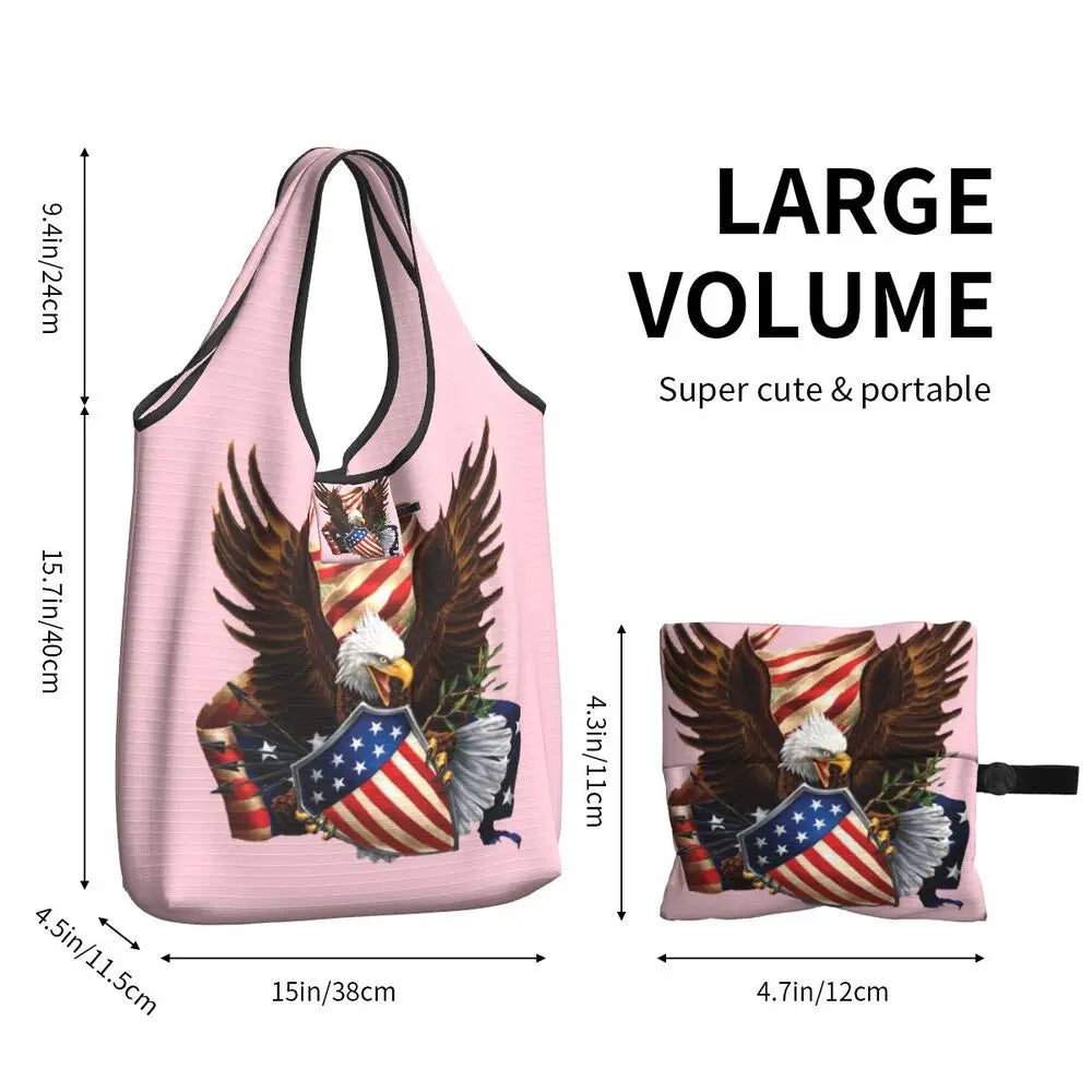 Shopping Bags- Shopping Bag for Every Patriotic Event - American Flag Handbag- - Chuzko Women Clothing