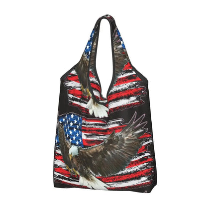 Shopping Bags- Shopping Bag for Every Patriotic Event - American Flag Handbag- - Chuzko Women Clothing