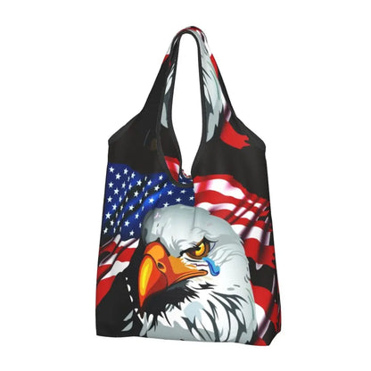 Shopping Bags- Shopping Bag for Every Patriotic Event - American Flag Handbag- - Chuzko Women Clothing