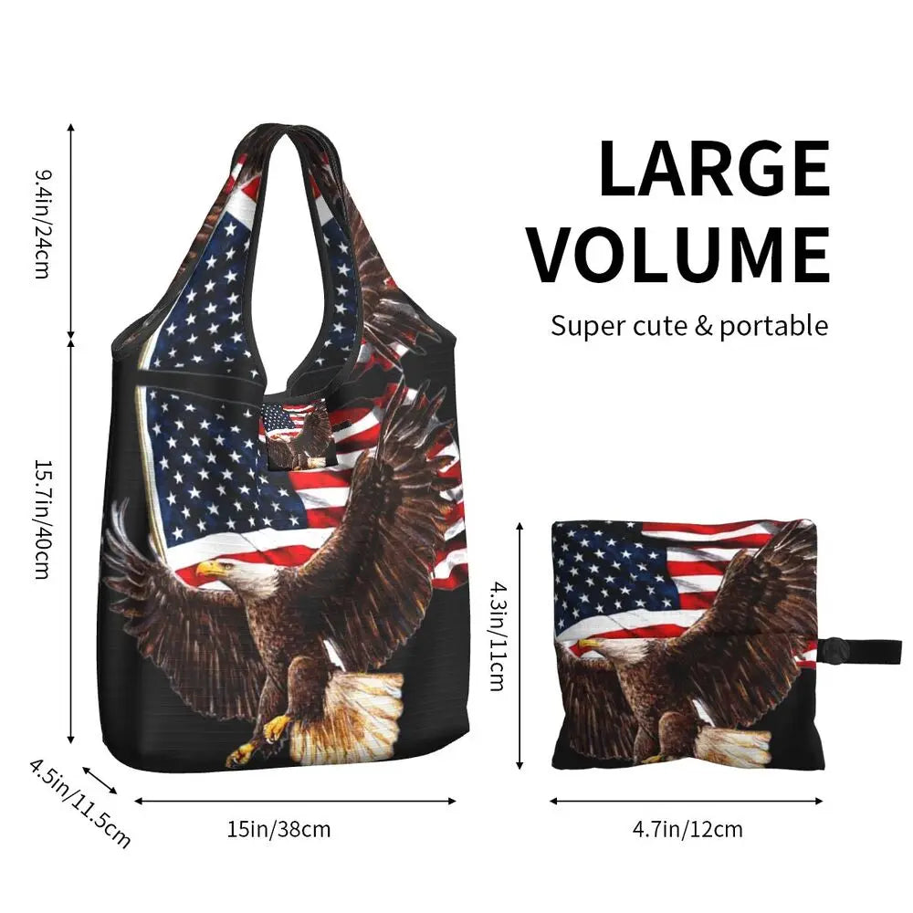 Shopping Bags- Shopping Bag for Every Patriotic Event - American Flag Handbag- - Chuzko Women Clothing