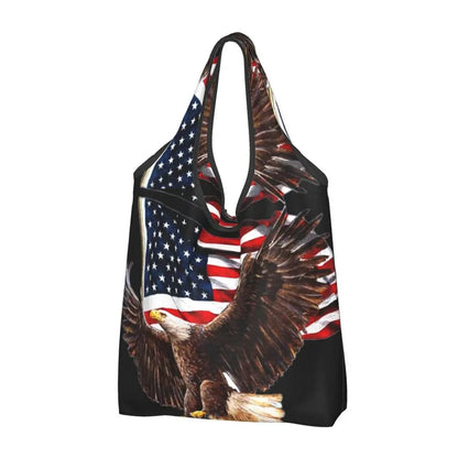 Shopping Bags- Shopping Bag for Every Patriotic Event - American Flag Handbag- - Chuzko Women Clothing