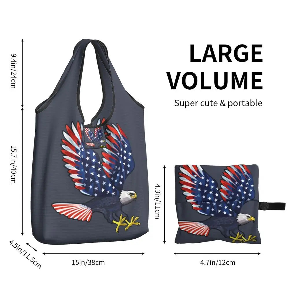 Shopping Bags- Shopping Bag for Every Patriotic Event - American Flag Handbag- - Chuzko Women Clothing