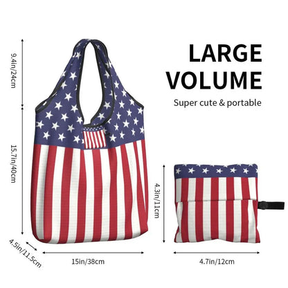 Shopping Bags- Shopping Bag for Every Patriotic Event - American Flag Handbag- - Chuzko Women Clothing