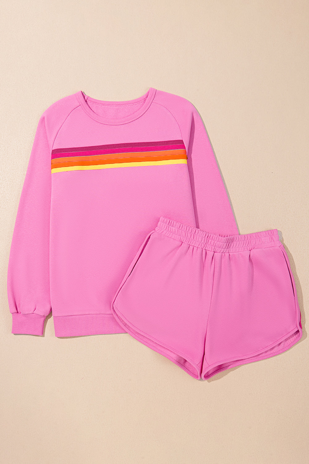 Striped Cotton Lounge Set Pullover & Shorts