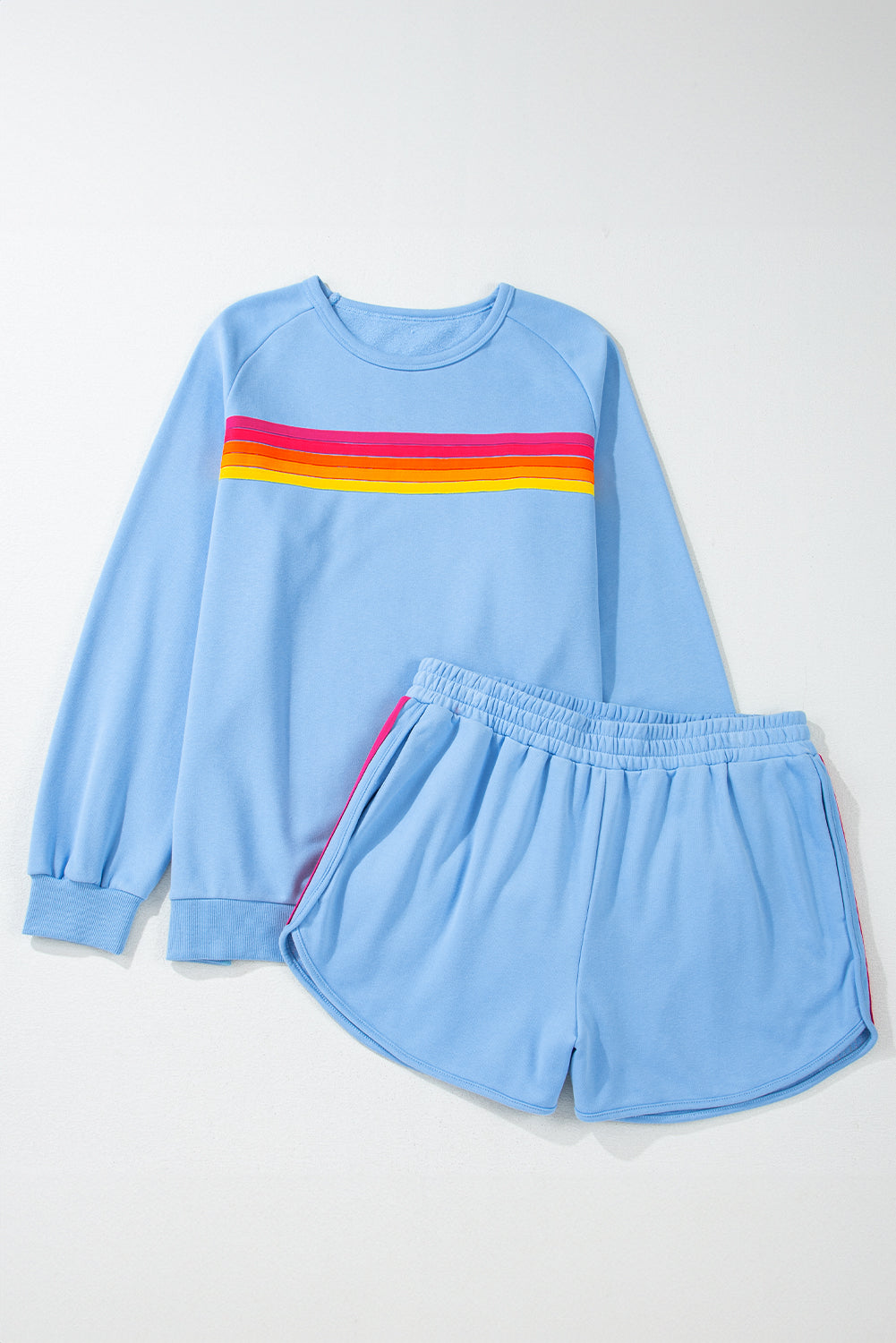 Striped Cotton Lounge Set Pullover & Shorts