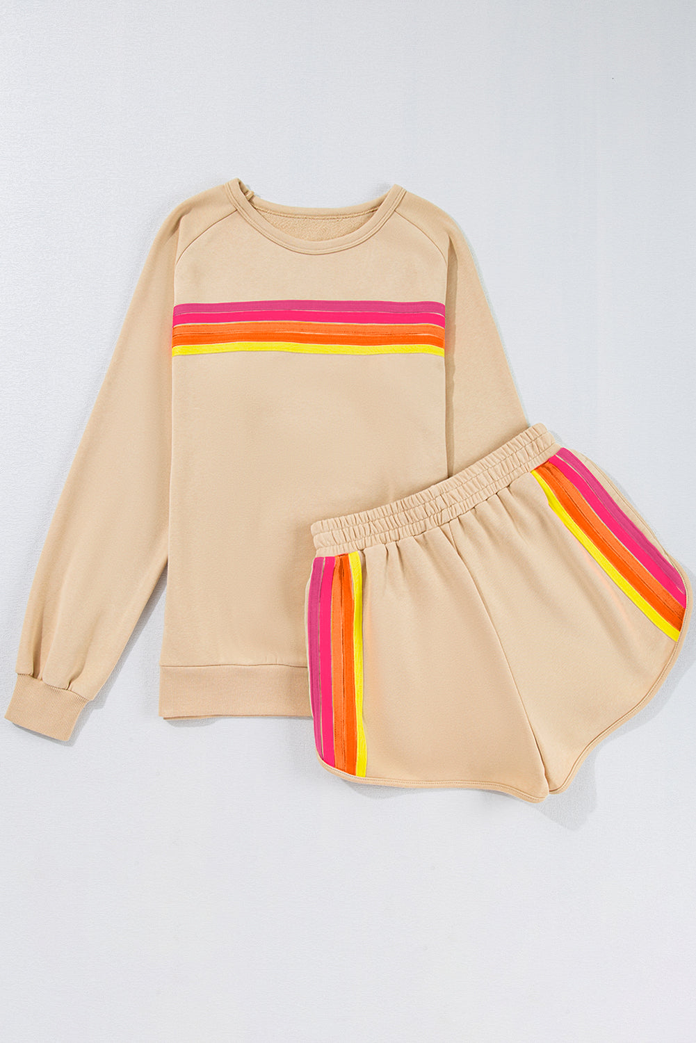 Striped Cotton Lounge Set Pullover & Shorts