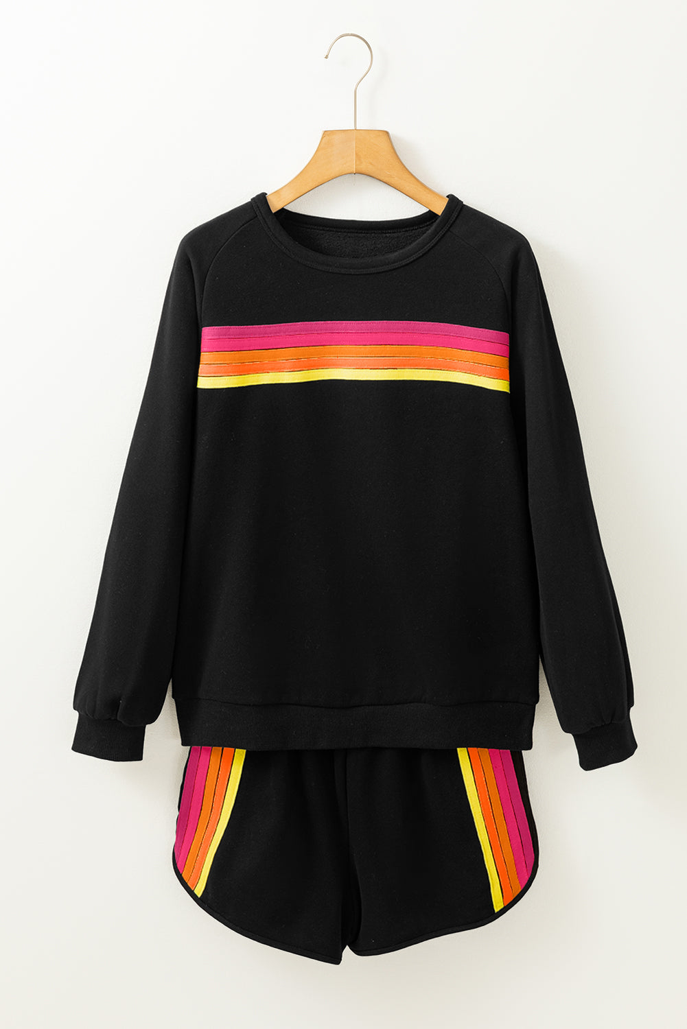 Striped Cotton Lounge Set Pullover & Shorts