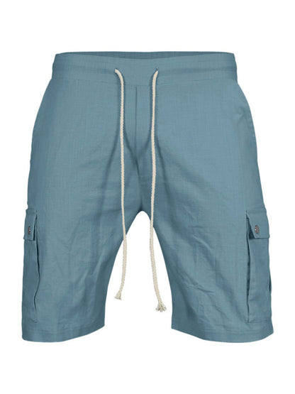 Shorts- Men’s Cotton Cargo Shorts with Multi-Pockets- Clear blue- Pekosa Women Fashion