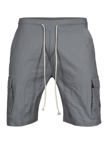 Shorts- Men’s Cotton Cargo Shorts with Multi-Pockets- Grey- Pekosa Women Fashion