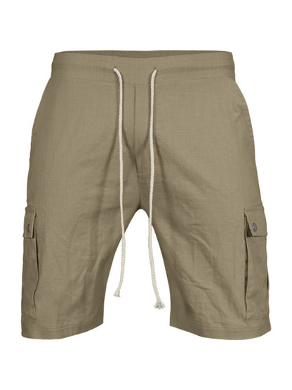 Shorts- Men’s Cotton Cargo Shorts with Multi-Pockets- Earth yellow- Pekosa Women Fashion