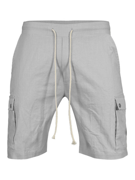 Shorts- Men’s Cotton Cargo Shorts with Multi-Pockets- Misty grey- Pekosa Women Fashion