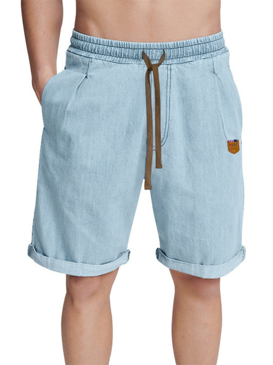 Shorts- Men's Cotton Shorts for Any Adventure- Clear blue- Pekosa Women Fashion