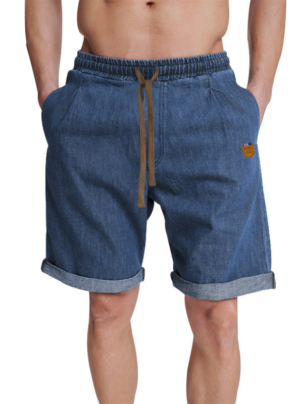 Shorts- Men's Cotton Shorts for Any Adventure- Denim Blue- Pekosa Women Fashion