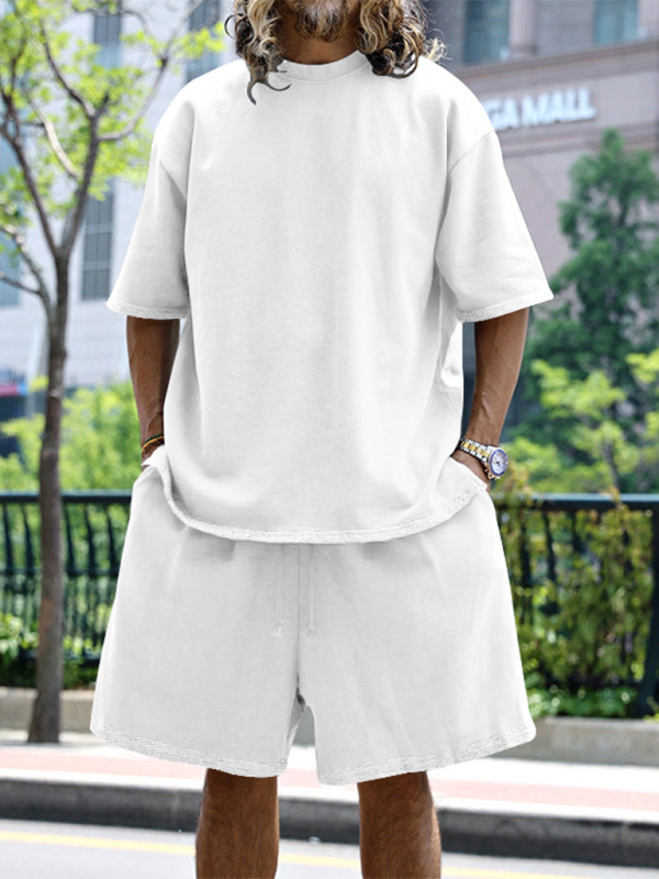 Shorts Set- Light Blue Two-Piece Shorts Set for Men- - Pekosa Women Fashion