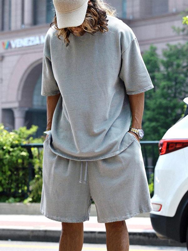 Shorts Set- Light Blue Two-Piece Shorts Set for Men- - Pekosa Women Fashion