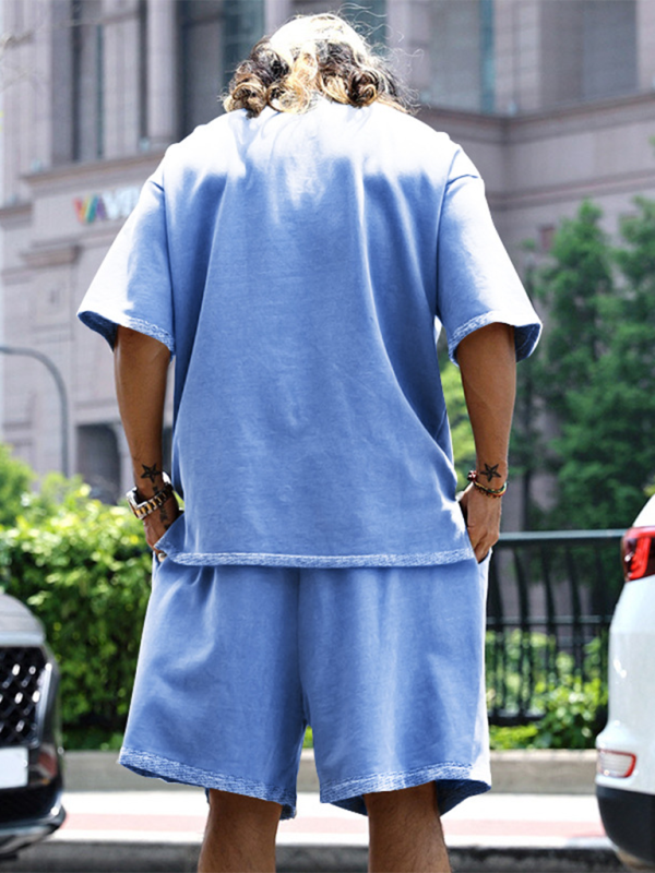 Shorts Set- Light Blue Two-Piece Shorts Set for Men- - Pekosa Women Fashion