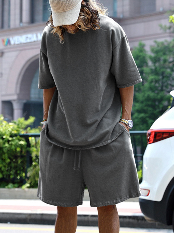 Shorts Set- Light Blue Two-Piece Shorts Set for Men- - Pekosa Women Fashion