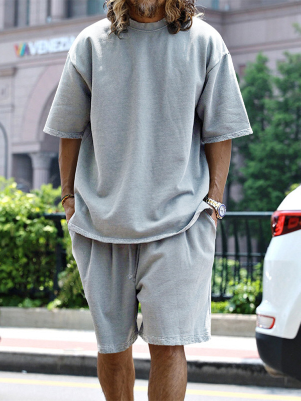 Shorts Set- Light Blue Two-Piece Shorts Set for Men- - Pekosa Women Fashion