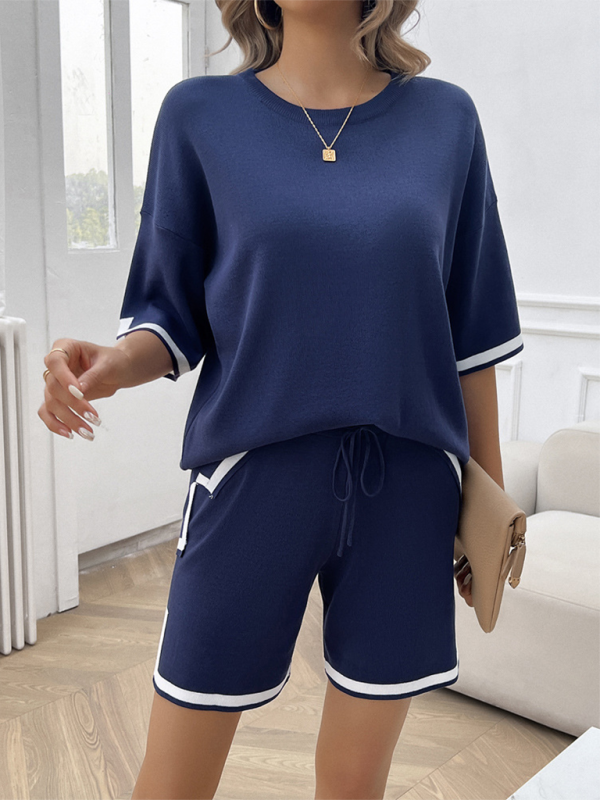 Shorts Set- T-shirt and Shorts Set Weekend Style- - Pekosa Women Fashion