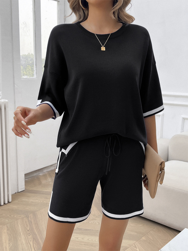 Shorts Set- T-shirt and Shorts Set Weekend Style- - Pekosa Women Fashion