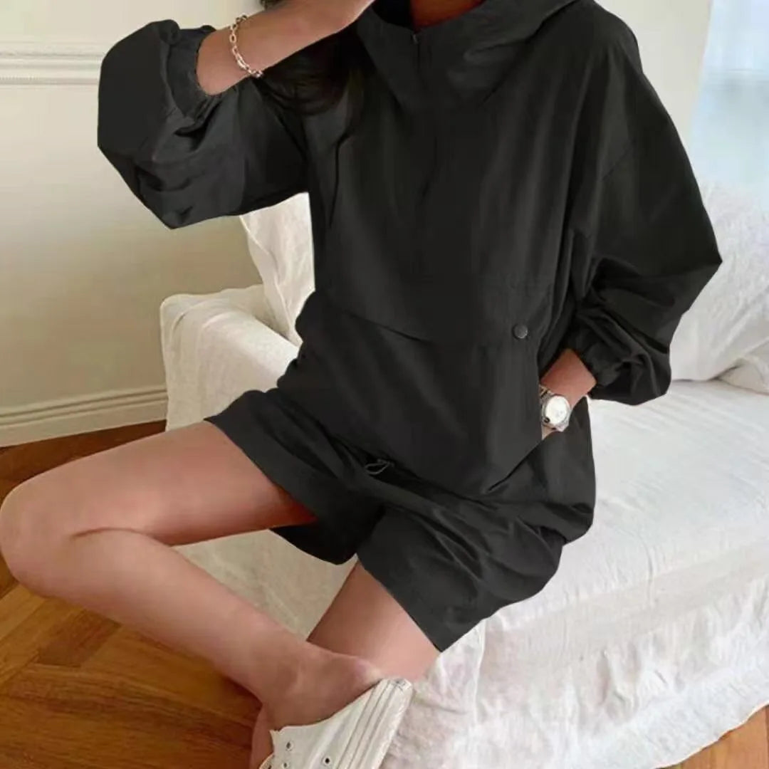 Shorts Sets - Minimalist Casual 2-Piece Hoodie and Shorts Set