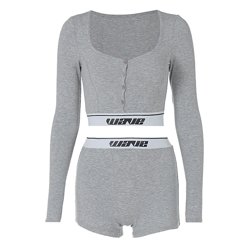 Shorts Sets - Sporty Fitness Crop Top and Shorts Set for Woman