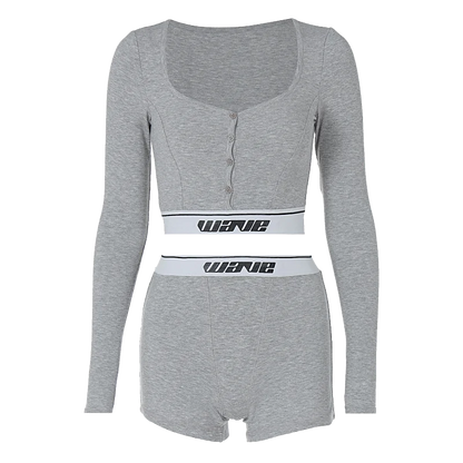 Shorts Sets - Sporty Fitness Crop Top and Shorts Set for Woman