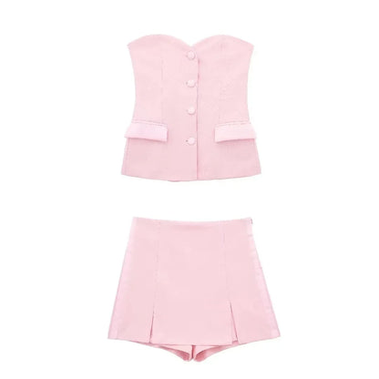 Shorts Sets- The Must-Have Cocktail Outfit for Every Woman- Pink set- Pekosa Women Fashion