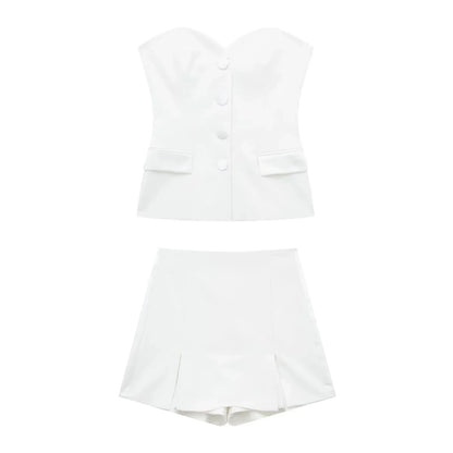 Shorts Sets- The Must-Have Cocktail Outfit for Every Woman- White set- Pekosa Women Fashion