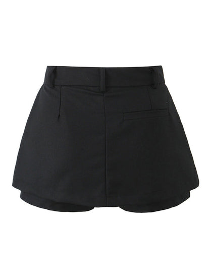 Shorts- Summer Solid Mini Skirt with Built-in Undergarment- - Pekosa Women Fashion