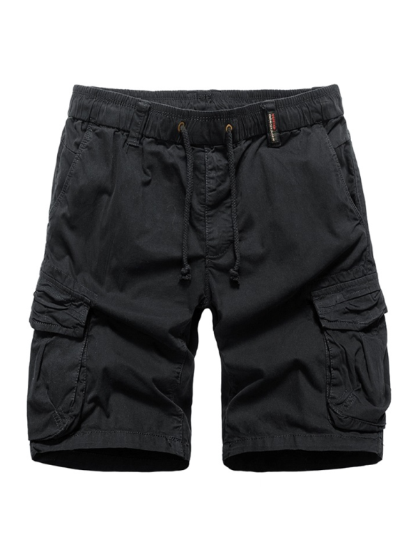 Shorts- Utility Bottoms for Men - Cargo Flap Shorts- Black- Pekosa Women Fashion