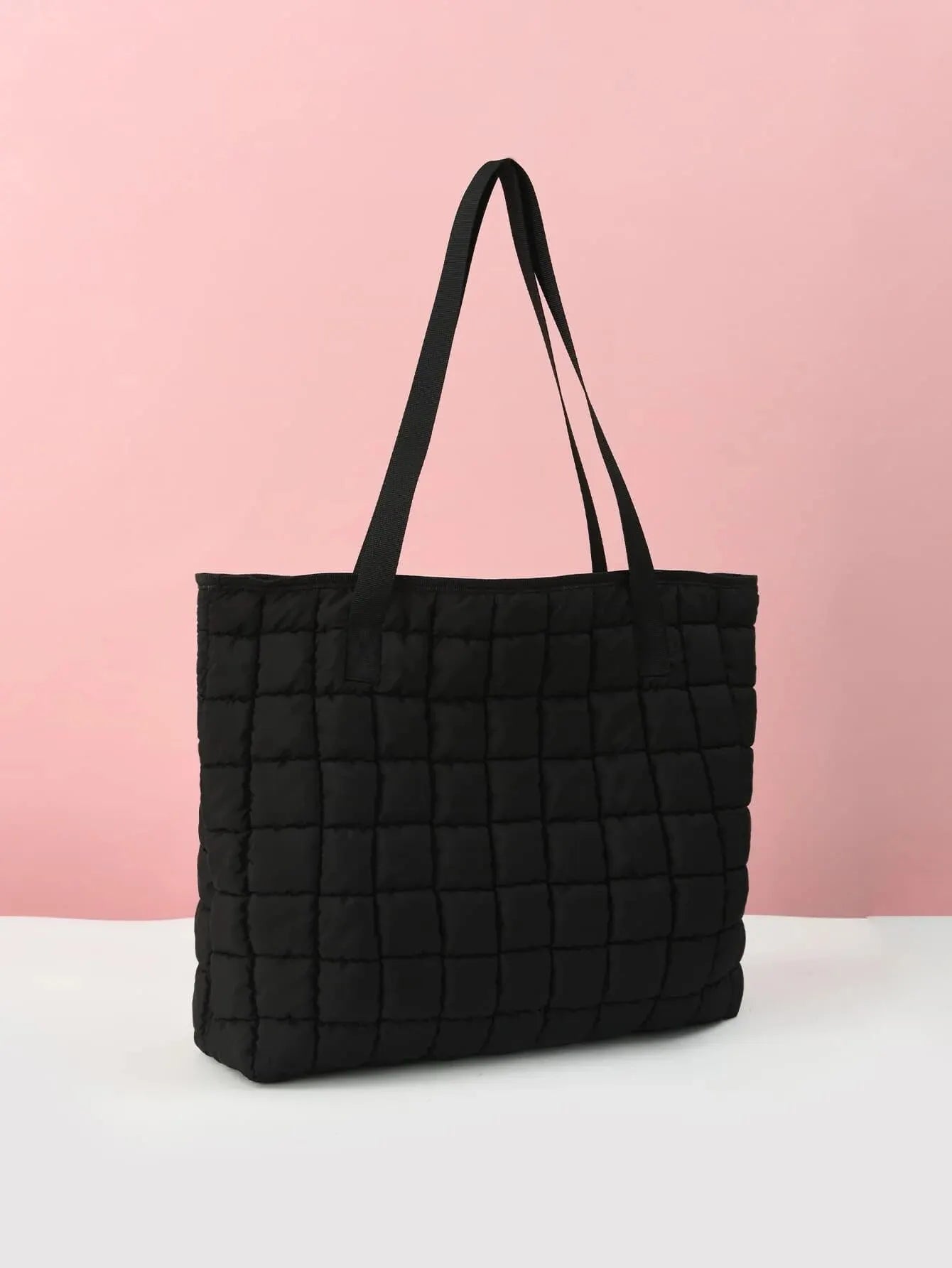 Shoulder Bags- Quilted Carryall Shoulder Bag- - Pekosa Women Fashion