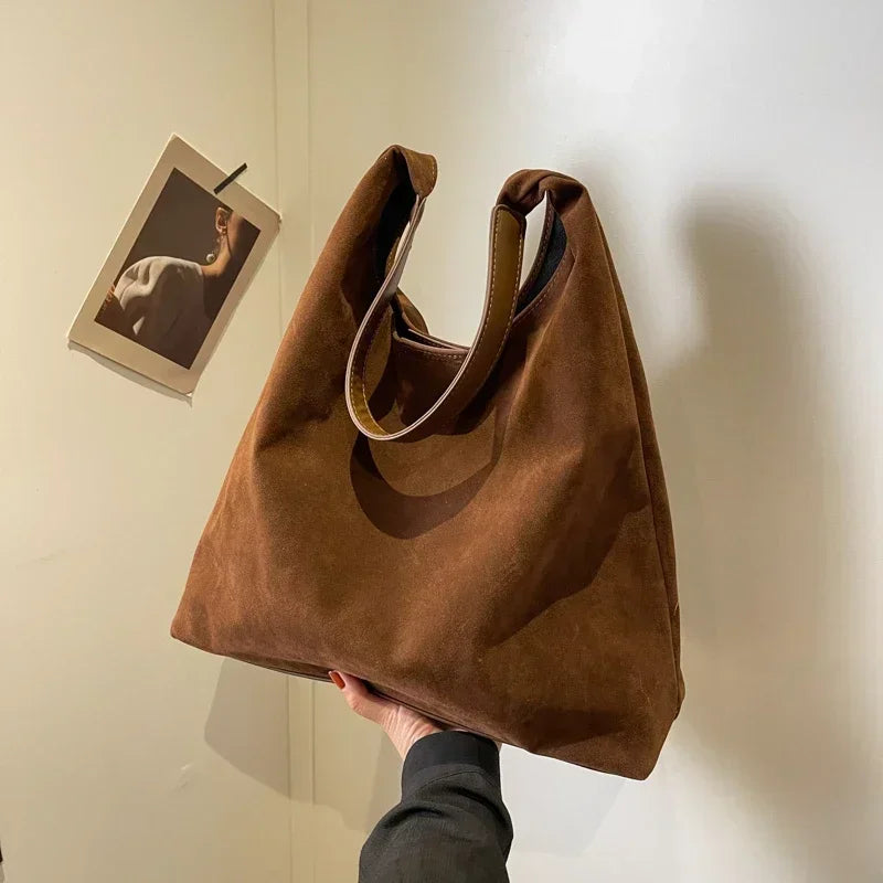 Shoulder Bags - Suede Shoulder Bag Solid Color Simple Casual Commuter Bag