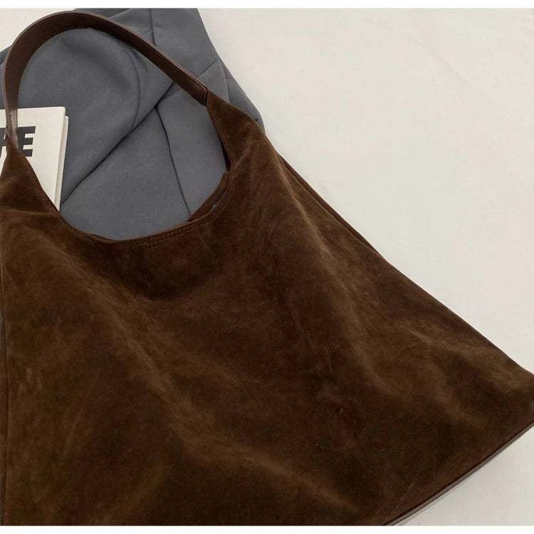 Shoulder Bags - Suede Shoulder Bag Solid Color Simple Casual Commuter Bag