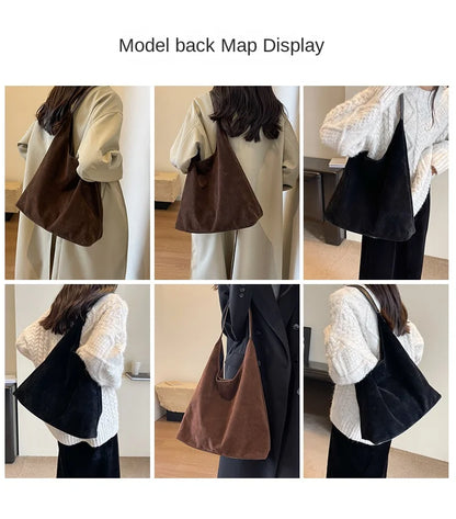 Shoulder Bags - Suede Shoulder Bag Solid Color Simple Casual Commuter Bag